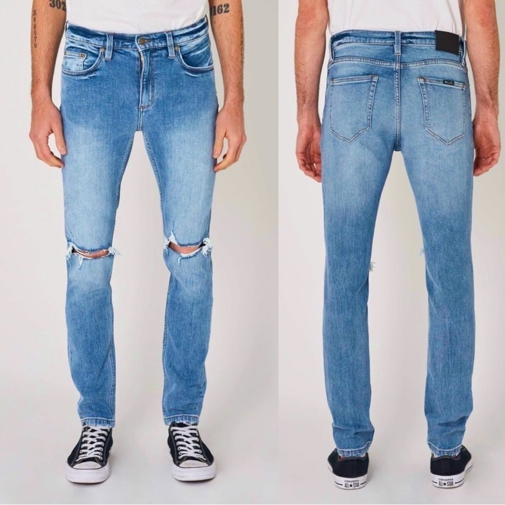 ROLLA’S Tim Slims Slim Fit Jeans Organic Crush Destroy 34